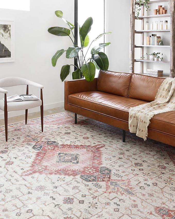 Loloi II Skye Collection SKY-02 Ivory/Berry 2'-6" x 7'-6" Runner Rug