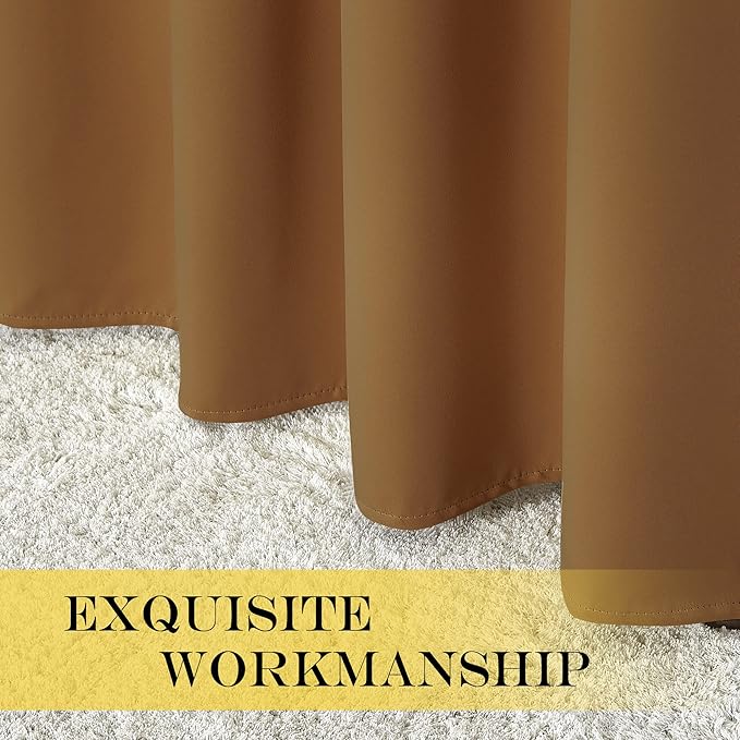 NICETOWN Blackout Curtains 54 Inches Long, Thermal Insulated Room Darkening Curtains for Bedroom, Window Treatment Drapes for Living Room Nursery (W66 x L54 Inch, Gold Brown, 1 Panel)