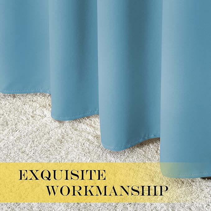 NICETOWN Teal Blue Blackout Curtains for Bedroom 95 Inch Length - Thermal Insulated Room Darkening Privacy Grommet Window Drapes for Boys Room, Set of 1 Panel, 80 x 95 Inch