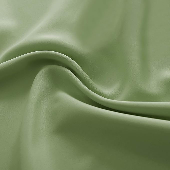 DONREN Sage Green Blackout Curtains for Kitchen - Room Darkening Curtain Drapes with Rod Pocket (42 Inch Width x 54 Inch Length,2 Panels)