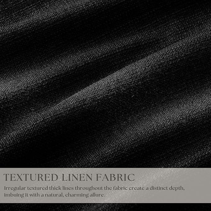Black 80 Inch Pinch Pleated Black Out Curtains 2 Panel Set for Living Room Pinch Pleat Linen Drapes with Liner 80 Inches Long 100% Blackout Light Blocking Energy Saving Curtain for Dining Bedroom