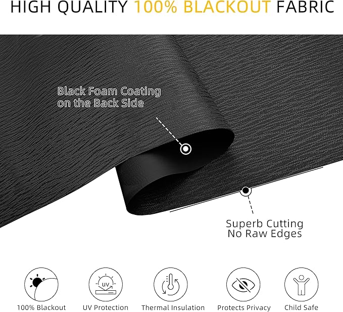 ChrisDowa Cordless Blackout Roller Shades for Windows, Striped Free-Stop Window Blinds with Privacy, Thermal Insulated Window Shades for Home, Office and Door. Black, 39" W x 72" H