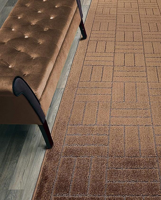 Custom Length Hallway Runner Rug,Slip Resistant,Bricks Brown, 26 Inch X 18 feet, Sold and Priced Per Foot