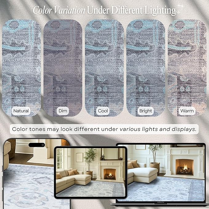 Fame Rugs Gray Modern Oushak Rug 2'6"x7', Washable Vintage Turkish Colorful Oriental Antique Inspired Foldable Small Runner Rugs, Luxury Living Room Bedroom (384GB, 2'6" x 7')