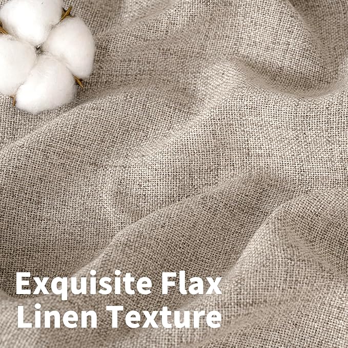 YoungsTex Dark Oatmeal Linen Semi Sheer Curtains 72 Inch Length for Living Room, Light Filtering Window Drapes with Bronze Grommet Privacy for Bedroom Farmhouse, 42 x 72 Inch, 2 Panels