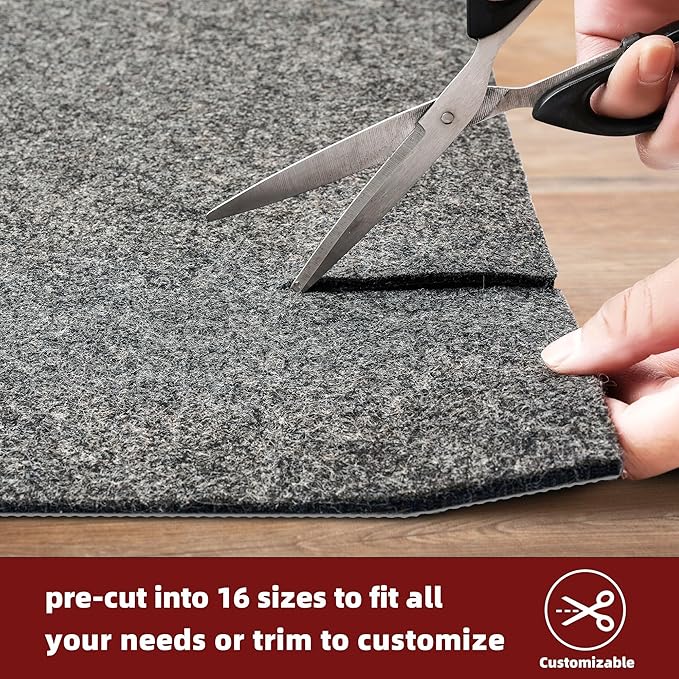 BAGAIL Felt and Natural Rubber Backing Rug Pads 1/8” Thick, 2 x 4 Ft Non Slip Rug Gripper Keep Rugs in Place, Under Area Rug Protective Cushioned Pads, Carpet Runners, Hardwood Floors Protection
