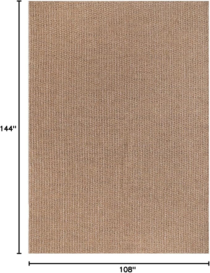 Easy Jute Rug 9x12 Indoor Outdoor Natural Rugs Solid Fiber Rug Woven Area Rug Boho Easy Clean Inside Carpet for Living Room Bedroom Dining Room Hallway or Outdoor Patio Porch (9 X 12 Natural)