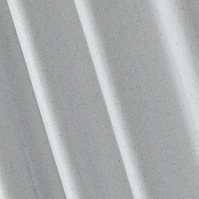Amazon Basics Faux Linen Blackout Curtains for Bedroom and Living Room, 2-Piece Set with Grommets, 52" W x 63" L, White