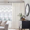 Natural Pinch Pleated Linen Curtains 112 Inches Long 2 Panels Set for Living Room Bedroom Memory Training Shaped Semi Sheer Pleat Drapes with Hooks Rings Light Filtering Window Curtain 40x112