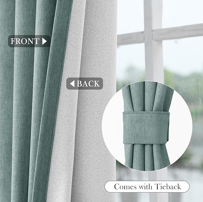 Macochico Extra Wide 100% Blackout Chenille Curtains 100" Wx102 L Thermal Curtains for Sliding Door Room Divider Living Room Bedroom Hotel Teal Blackout Curtains Grommet with Tieback 1 Panel