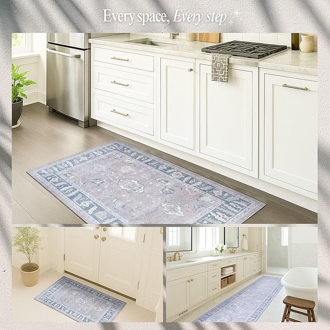 Fame Rugs Gray Modern Oushak Rug 2'6"x13, Vintage Turkish Colorful Oriental Antique Inspired Long Runner Rugs, Luxury Living Room Bedroom (389GBB, 2'6" x 13')