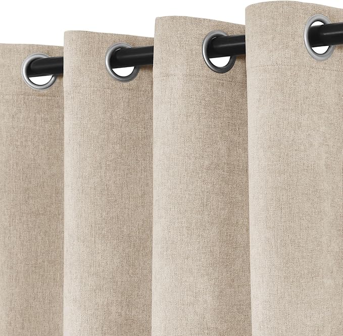 Macochico Extra Wide 100% Blackout Chenille Curtains 100" Wx96 L Thermal Drapes for Sliding Door Living Room Bedroom Auditorium Hotel Taupe Curtains Grommet Top with Tieback Classic 1 Panel