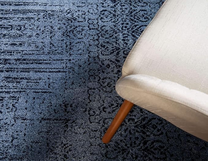 Unique Loom Del Mar Collection Area Rug - Jennifer (5' 3" x 8' Rectangle, Blue/ Navy Blue)
