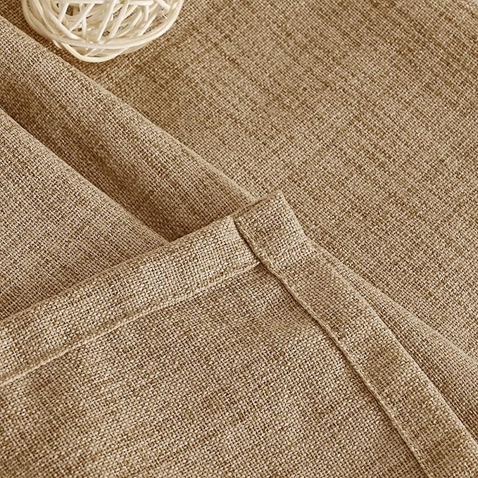YoungsTex Toffee Linen Curtains 63 Inches Long for Living Room - Burlap Textured Drapes with Bronze Grommet Light Filtering for Bedroom/Office/Farmhouse/Country, 2 Panels, 42 X 63 Inch