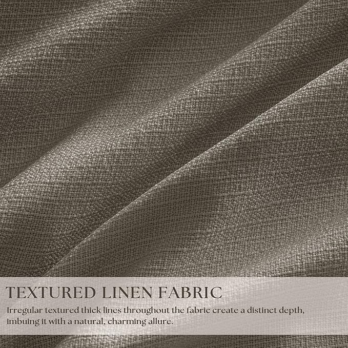 Taupe Gray Linen Blackout Pleated Curtains 90 Inches Long for Living Room Darkening Pinch Pleat 100% Black Out Drapes Thermal Insulated Soundproof Greyish Brown 90 Inch Curtain for Dining Bedroom