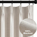 Topfinel 102 Inches Long Custom Blackout Linen Curtains, Pinch Pleated Noise Cancelling Curtains with Pin Hooks for Traverse Rods, Burlap Viral Drapes 2 Panels for Living Room Master Bedroom Oatmeal