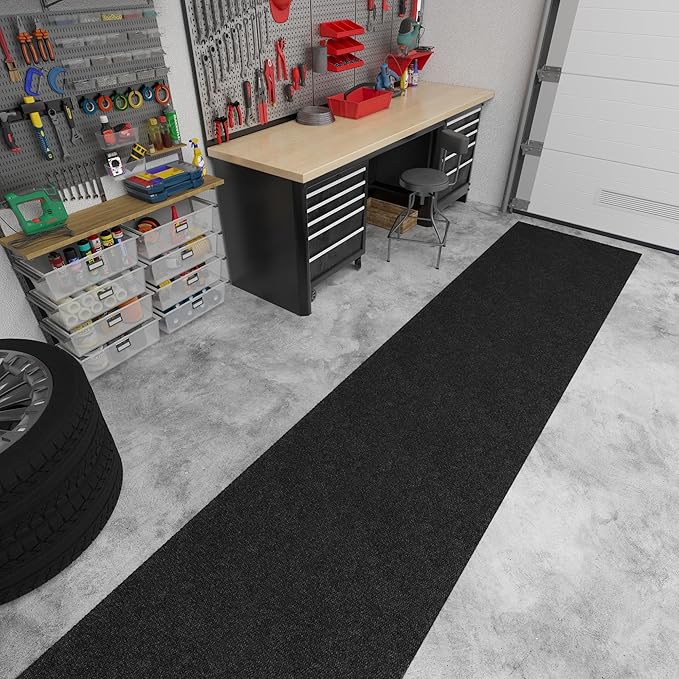 Ottomanson Commercial Scrape Rib Entry Mat – Heavy Duty Ribbed Floor Mat for High Traffic – Non Slip Rubber Back, Waterproof – Indoor Outdoor Use for Offices, Schools, Lobbies, 2' x 19', Black
