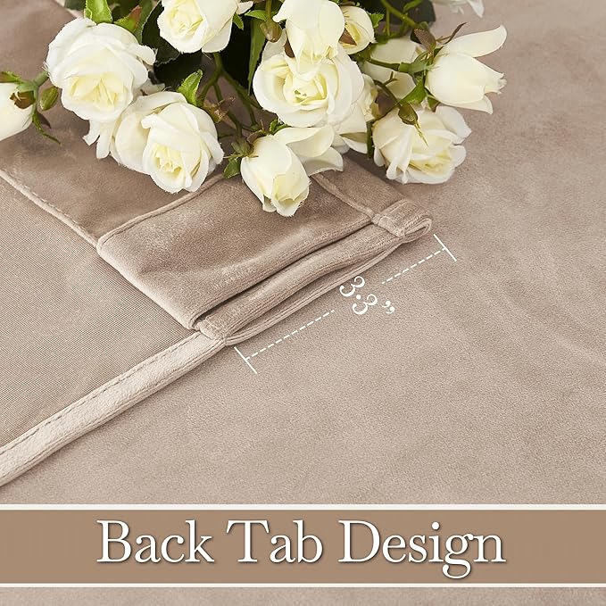 RYB HOME Velvet Closet Curtains 84 inches, Room Darkening Thermal Insulated Privacy Back Tab Drapes for Doorway Enterway, Dormitory, Blush, W 42 x L 84 inches, 2 Panels Set