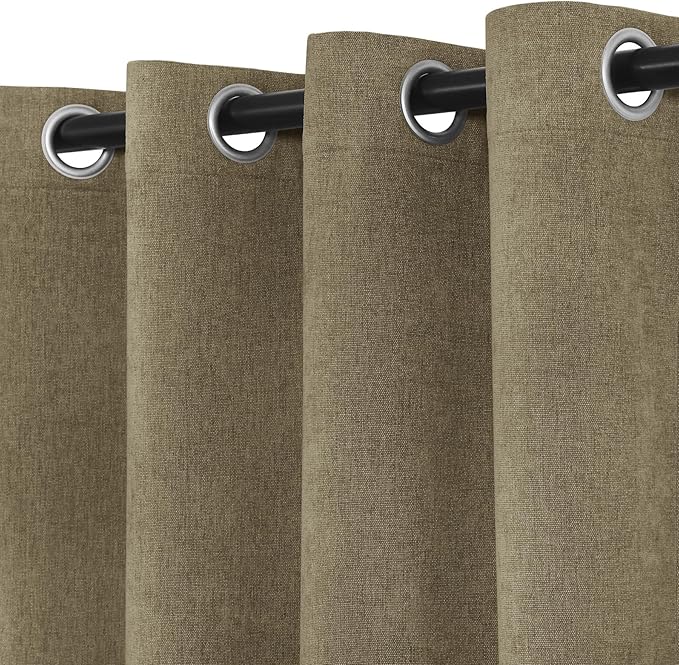 Macochico Extra Wide 100% Blackout Chenille Curtains 100" Wx102 L Thermal Curtains for Sliding Door Room Divider Living Room Bedroom Hotel Soil Brown Blackout Curtains Grommet with Tieback 1 Panel