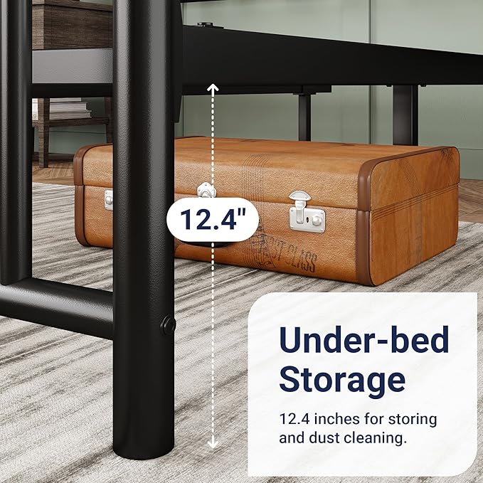 Allewie 14 Inch Full Size Metal Platform Bed Frame with Victorian Vintage Headboard and Footboard/Mattress Foundation/Under Bed Storage/No Box Spring Needed/Easy Assembly/Noise Free/Black