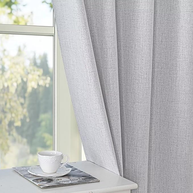 100% Blackout Curtains 108 Inches Long 2 Panels Set, Black Out Curtains for Living Room, Off-White Thermal Insulated Grommet Drapes Bedroom Luxury Decor Privacy(52W × 108L inch, Off-White)