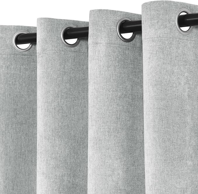 Macochico 120" Wx84 L 100% Blackout Chenille Curtains for Sliding Door Living Room Bedroom, Luxury Drapery for Hotel Home Theater, Medium Gray Thermal Window Treatments with Tieback, Grommet, 1 Panel