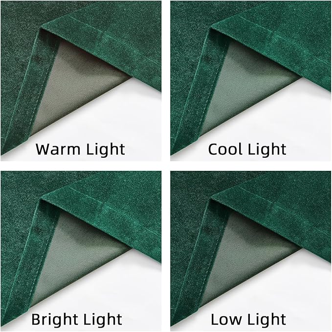 Joydeco Dark Green Velvet Curtains 96 inch Length 2 Panels Burg Set, Luxury Rod Pocket Thermal Insulated Window Blackout Curtain, Room Darkening Drapes for Living Dining Room Bedroom Privacy