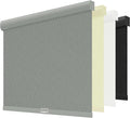ChrisDowa Cordless Blackout Roller Shades for Windows, Striped Free-Stop Window Blinds with Privacy, Thermal Insulated Window Shades for Home, Office and Door. Grey, 46" W x 72" H