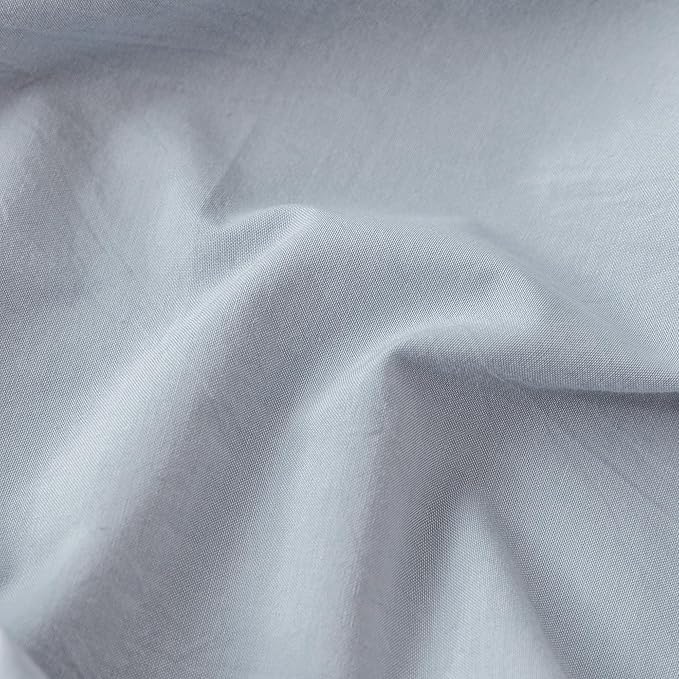 MooMee Fitted Bottom Sheet Only 100% Washed Cotton Linen Like Textured Breathable Durable Soft Comfy Deep Pocket Fits Mattress up to 17" (Cornflower Blue, King)