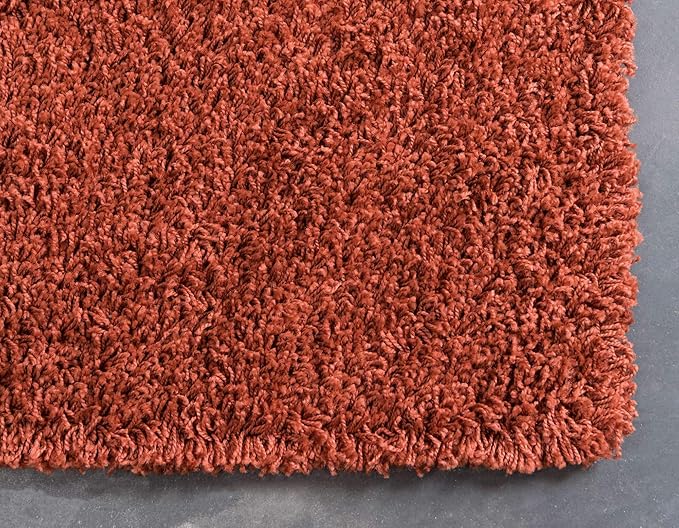 Unique Loom Solid Shag Collection Area Rug (2' 7" x 10' Runner, Terracotta)
