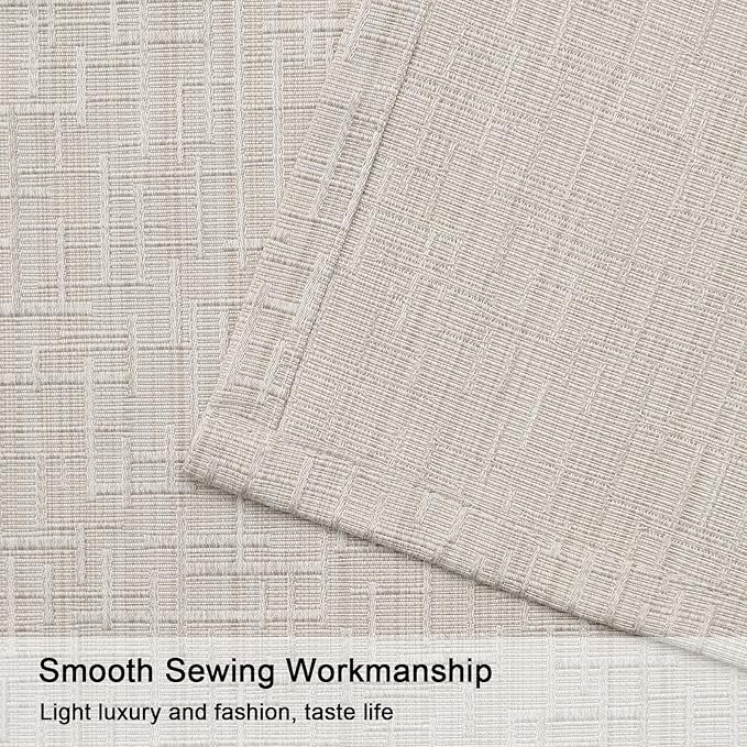 Extra Long Linen Curtains 120 inch Length 2 Panels Thick Faux Linen Blended Window Drapes Burlap Textured Curtains with Grommet for Living Room Farmhouse 10ft (52x120 Beige) Natural