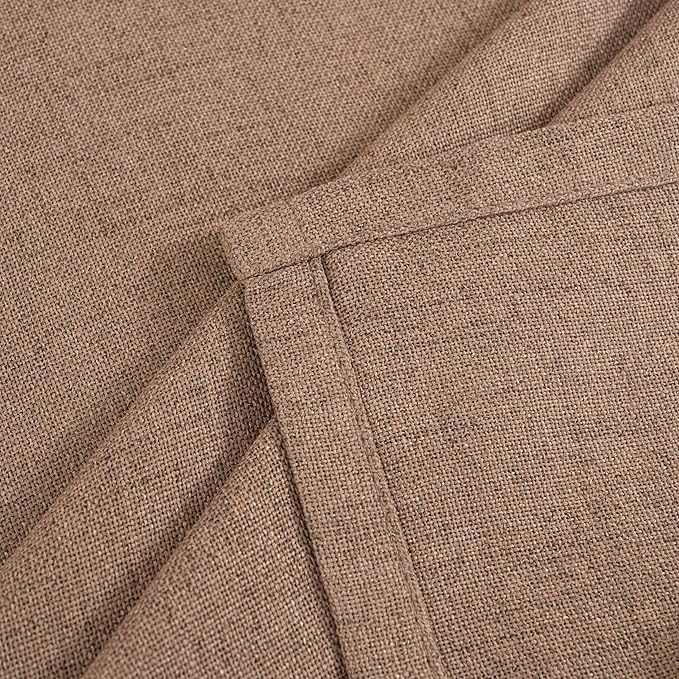 YoungsTex Mocha Brown Linen Curtains 68 Inch Length for Living Room Window, Light Filtering Drapes with Grommet Semi Sheer Rustic for Bedroom, 2 Panels, 52 X 68 Inch
