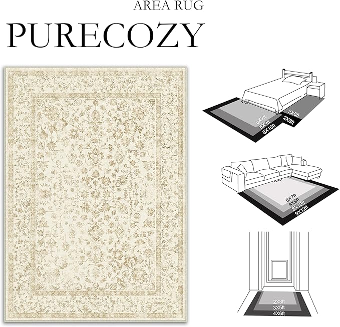 3x5 Brown Area Rug Non Slip Vintage Office Entryway Rug Distressed Machine Washable Kitchen Carpet Traditional Retro Floral Accent Throw Door Mat for Bedroom Bathroom Dining Living Room