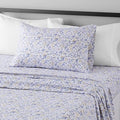 Amazon Basics Lightweight Super Soft Easy Care Wrinkle Free Microfiber 3 Piece Bed Sheet Set with 14-Inch Deep Pockets, Twin, Blue Floral, Floral, Kids, Men & Women Bedding