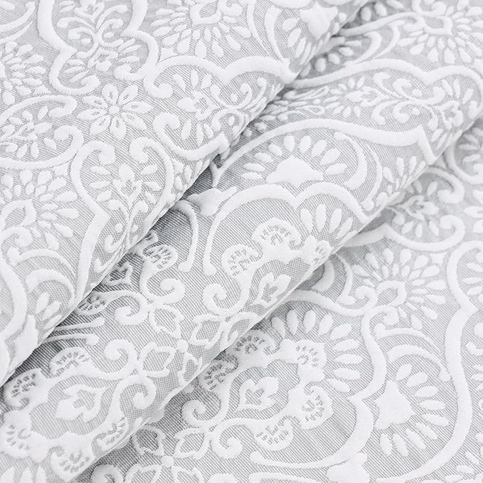 Superior 3 Piece Bedspread Set, Home Bed Decor, Decorative Bed Spread, 2 Pillow Shams, Medium Weight Blanket, Floral Matelasse Coverlet, Bedding Essentials, Enzy Collection, Full, Silver