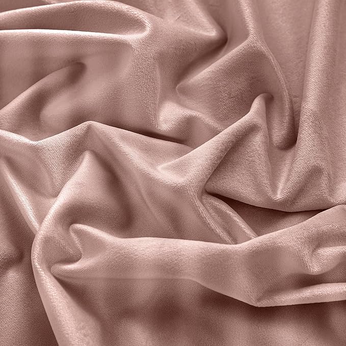 RYB HOME Back Tab Velvet Curtains, Thermal Insulated Privacy Protect Decorative Drapes for Living Room Home Theater, Dusty Pink, W 52 x L 120 inches, 2 Panels Set