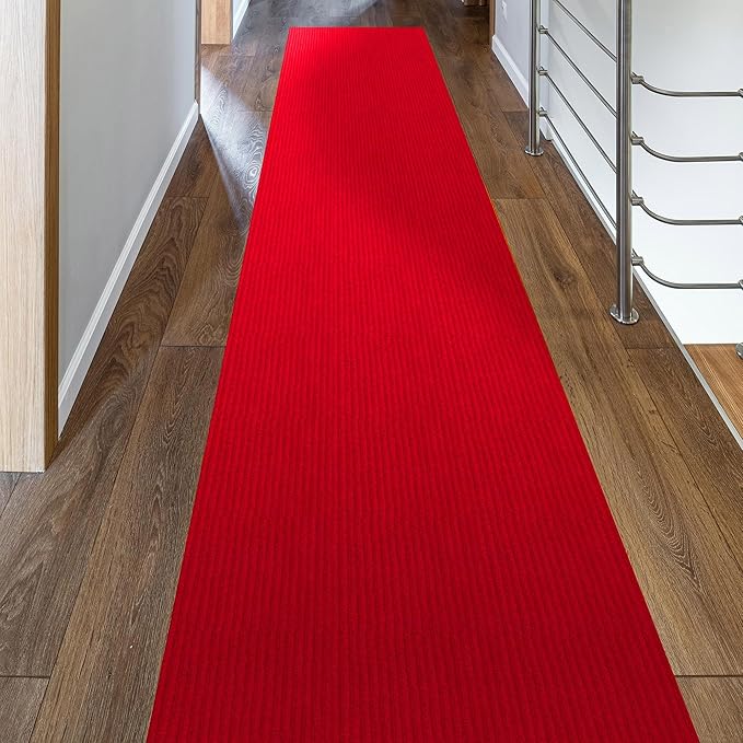 Ottomanson 2' x 55' Hallway Runner with Scraper Pile - Extra Durable Non-Slip Rug Mat for Indoor & Outdoor Use - Ideal for Kitchen, Entryway, Patio & Garage - High-Traffic Carpet, Red