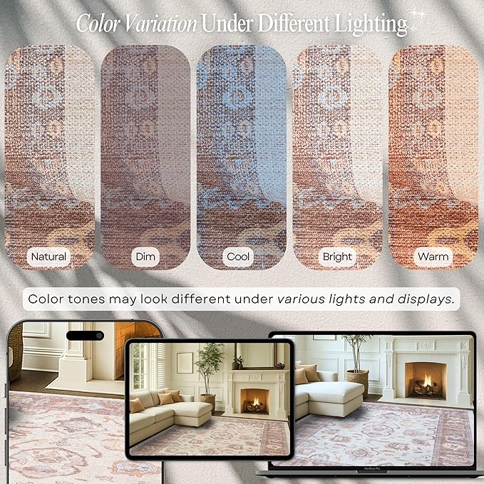 Fame Rugs Brown Modern Oushak Rug 9x12, Vintage Turkish Colorful Oriental Washable Antique Inspired Oversize Area Rugs, Luxury Living Room Bedroom (383BB, 9' x 12)