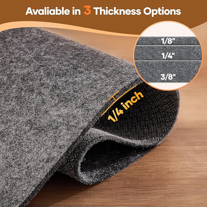 Veken Non Slip Cushioned Rug Pad Gripper 9 x 12 Ft, Felt and Silicone Backing, 1/4 inch Thick Carpet Liner for Hardwood Floors and Finishes, Under Area Rugs Anti Skid Mat, Keep Rugs Safe and in Place