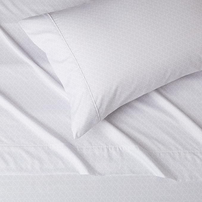 Amazon Basics Lightweight Super Soft Easy Care 3 Piece Microfiber Bed Sheet Set with 14-Inches Deep Pockets - Twin XL, Gray Crosshatch