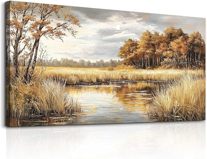 ERQINHUA Canvas Wall Art For Living Room Bedroom Wall Decor For Office Farmhouse Mural Lake Surface Landscape Painting Artwork Pictures Dining Room Hallway Home Decoration Ready To Hang 20x40 In