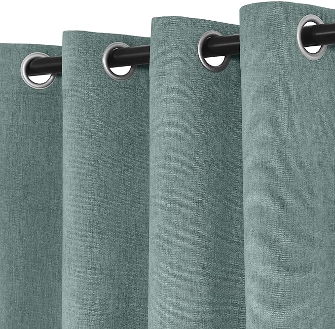 Macochico 100% Blackout Curtains Insulted Window Panels for Bedroom Living Room Dining Room Luxury Chenille Curtains Classic Home Decor Teal Curtains with Tieback 52" Wx72 L Grommet 1 Panel