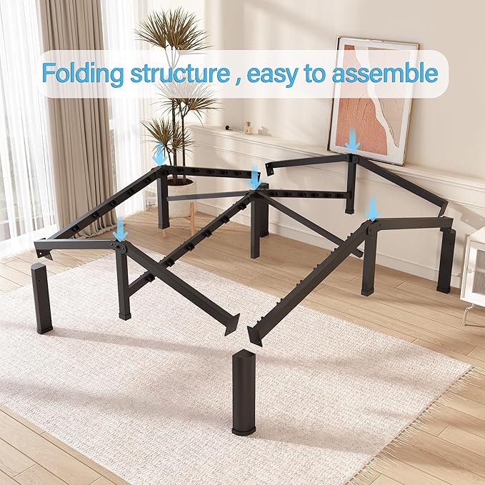 FUIOBYVV 6 Inch Full Bed Frame with Round Corner Edge Legs 3500 lbs Metal Heavy Duty Steel Slats Support No Box Spring Needed Platform Noise Free Easy Assembly