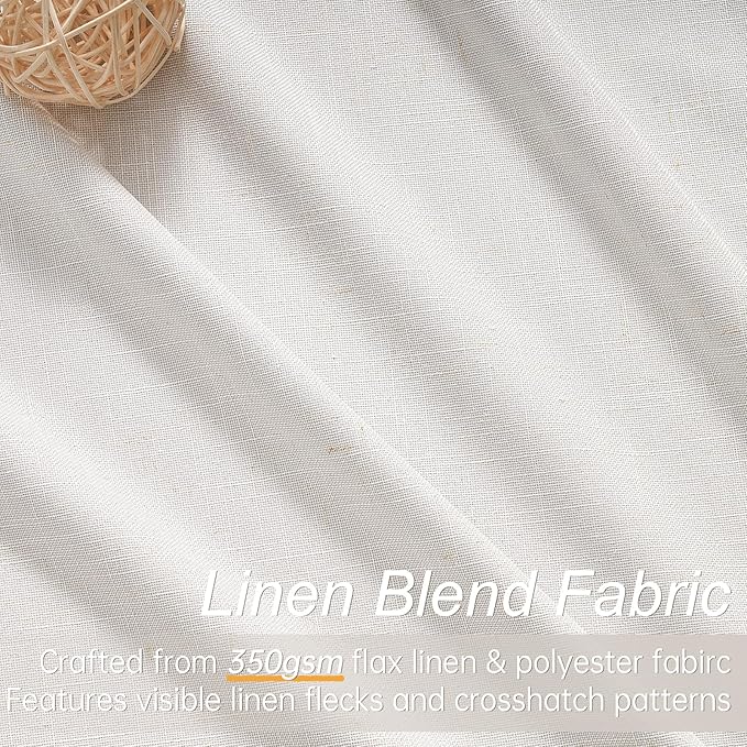 Topfinel Pinch Pleat Full Blackout Curtains & Drapes 84 Inch Length 2 Panels Set, Flax Linen Room Darkening Soundproof Curtains with Hooks Rings for Bedroom Living Room Track System, Beige Ivory Birch