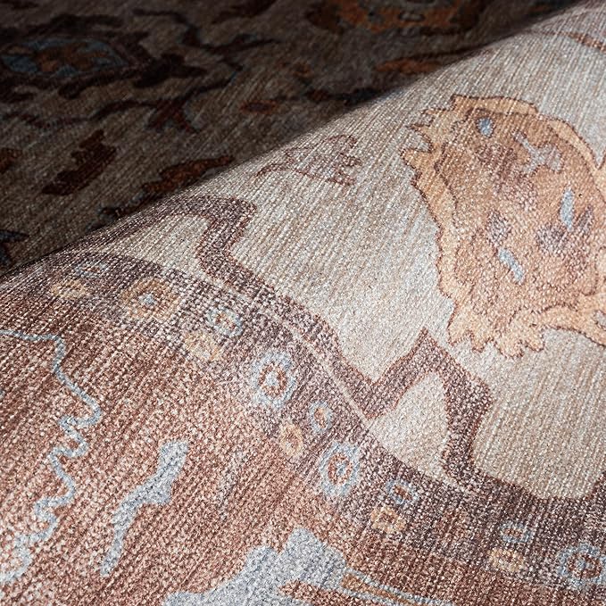 Fame Rugs Brown Modern Oushak Rug 2'6"x13, Vintage Turkish Colorful Oriental Antique Inspired Long Runner Rugs, Luxury Living Room Bedroom (383BB, 2'6" x 13')