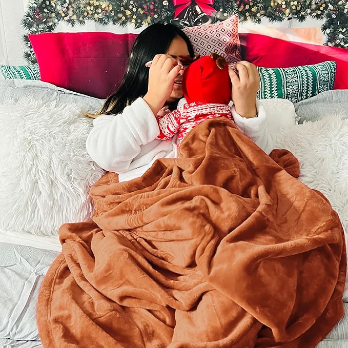 Bedsure GentleSoft Fleece Blanket Twin Size Burnt Orange - 300GSM Lightweight Plush Fuzzy Cozy Soft Warm Blanket for Bed, Sofa, Couch, Travel, Camping, 60x80 inches