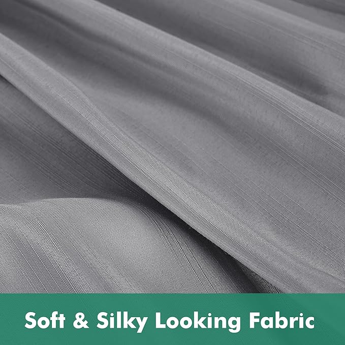 Biscaynebay Wrap Around Bed Skirts with Split Corners for Queen Beds 17" Drop, Silver Grey Elastic Dust Ruffles Adjustable Easy Fit Wrinkle & Fade Resistant Silky Luxurious Fabric Machine Washable