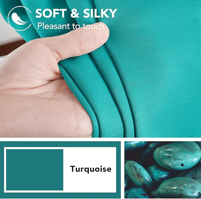 Deconovo Blackout Curtains, Thermal Insulated, W52 x L54 2 Panels, Back Tab, Machine Washable, Room-Darkening Drapes for Bedroom/Living Room Turquoise