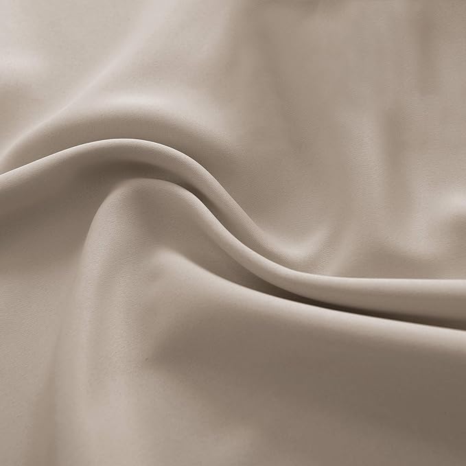 DONREN Room Darkening Curtain Panels - Boy's Room Drapes with Rod Pocket,Energy Smart Thermal Insulated Window Treatment Curtains(Warm Taupe,52 W x 90 inches L,2 Panels)