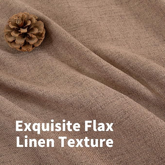 YoungsTex Mocha Brown Linen Curtains 84 Inch Length for Living Room Window, Light Filtering Drapes with Grommet Semi Sheer Rustic for Bedroom, 2 Panels, 52 X 84 Inch